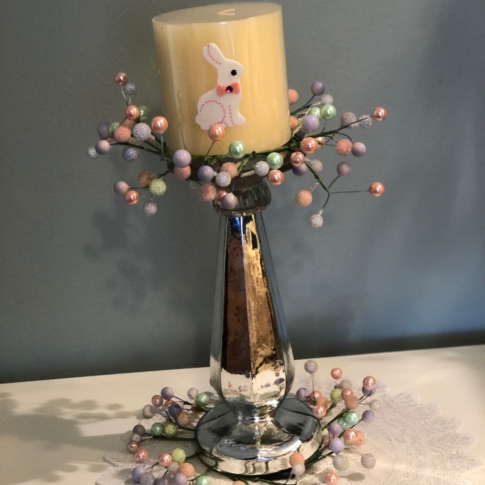 New Easter Candle &  Pier 1 Garland & Candlestick